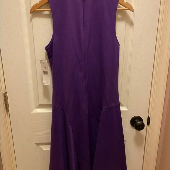 Lauren Ralph Elegant Brill Purple Sleeveless Dress w/ Faux Leather Trim Sz NWT!! - Picture 12 of 15